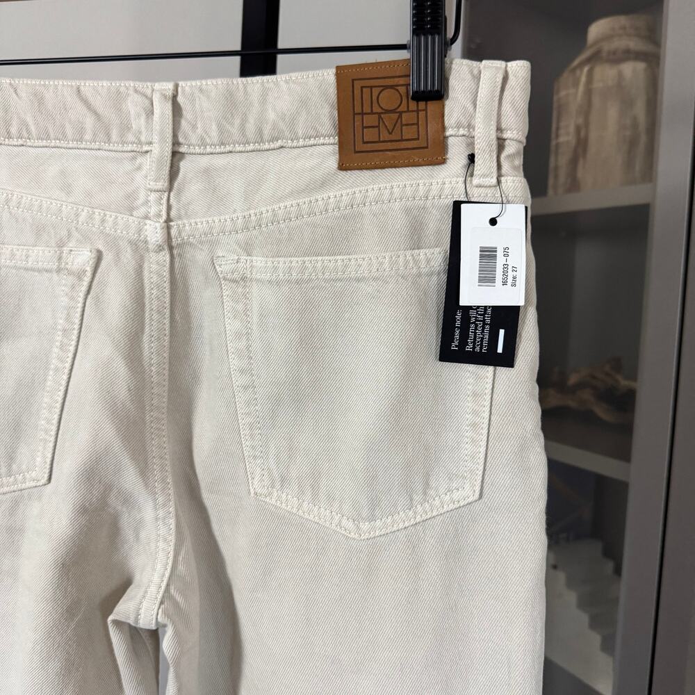 Toteme Cotton Organic Low Taper Slim Leg Smoke Grey Denim Jeans 27 NEW Tan Pants - Picture 6 of 7